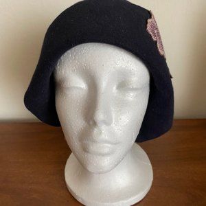 Navy Felt Cloche
